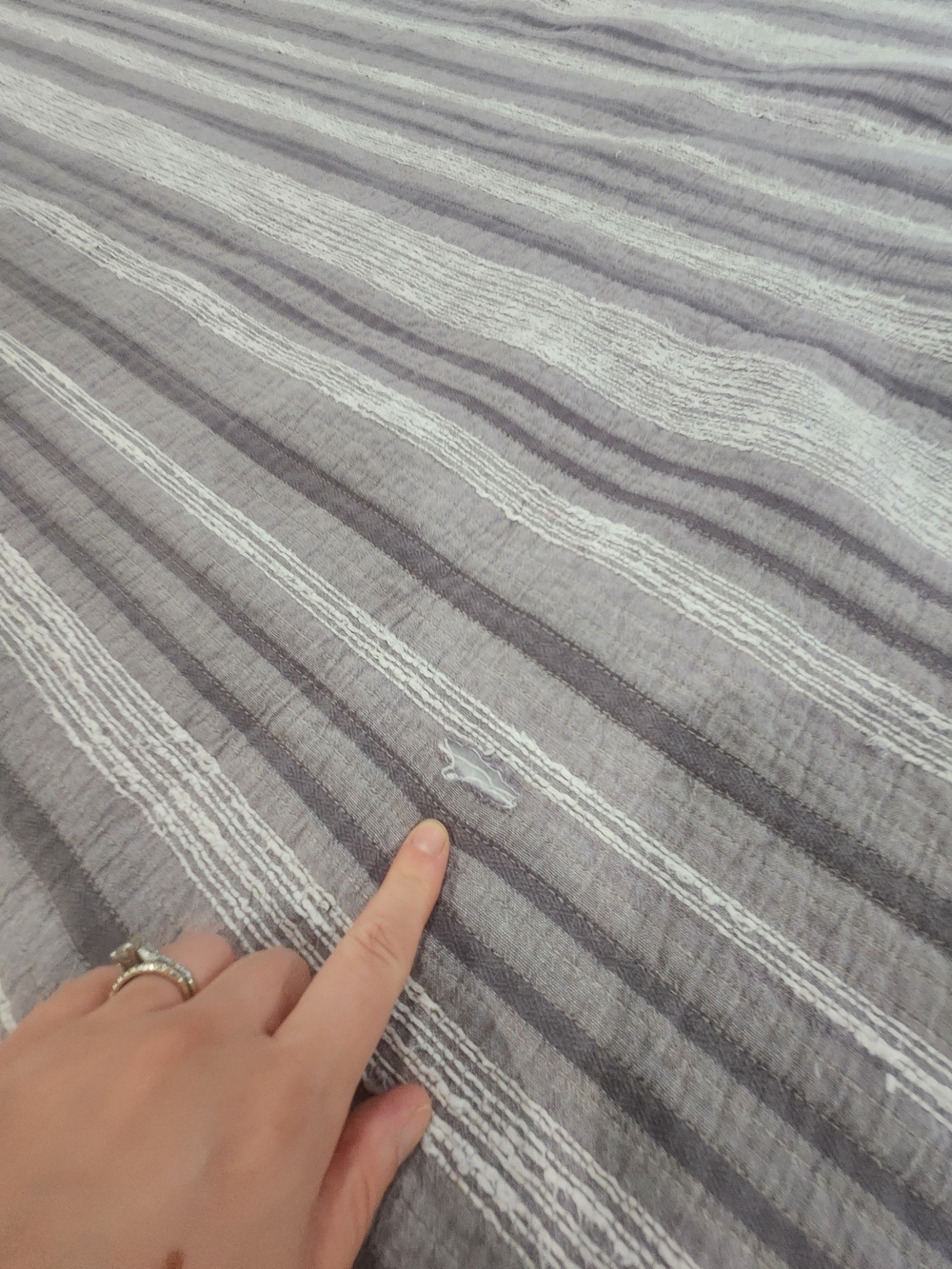 Frye Paloma Quilt Gray and White Striped Quilted Bedding Queen 90x87 - Picture 11 of 12
